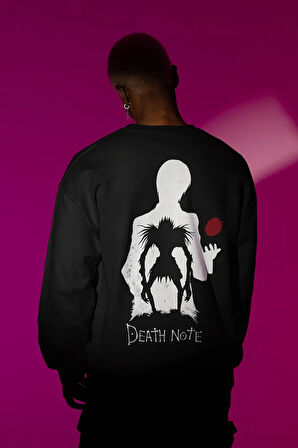 Death Note Baskılı Unisex Oversize Anime Death Note Sweatshirt