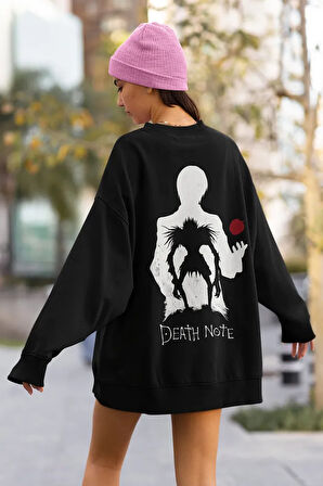 Death Note Baskılı Unisex Oversize Anime Death Note Sweatshirt