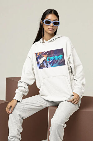Cypher Karakteri Baskılı Unisex Oversize Vvalorant Hoodie