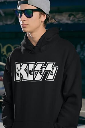 Kiss Yazılı Unisex Oversize Müzik Grubu Hoodie