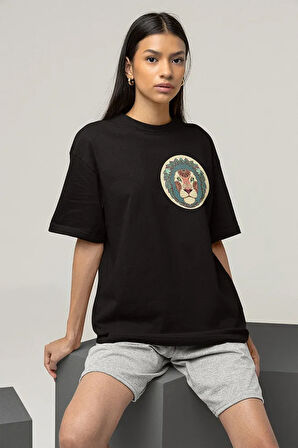 Minimalist Aslan Lion Baskılı Unisex Oversize Tişört