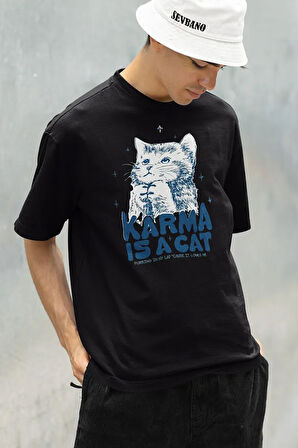 Karma Is A Cat Taylor Swift Baskılı Unisex Oversize Şarkıcı Tişört