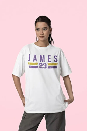 James 23 Baskılı Laakers Baskılı Oversize Efsane Basketbolcu Tişört