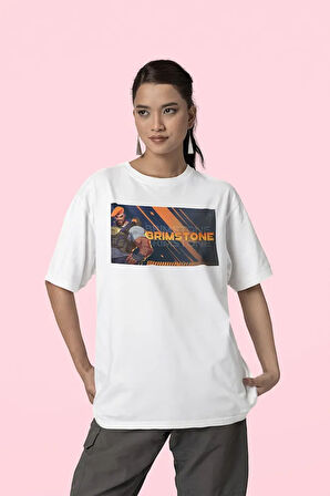 Briimstone Karakter Baskılı Unisex Oversize Vaalorant Tişört