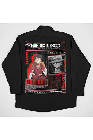 Monkey D. Luffy Baskılı Unisex Anime Cepli Gömlek