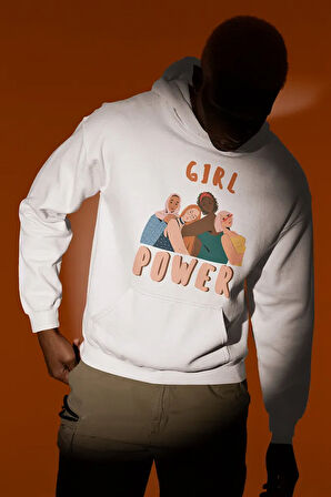 Girl Power Baskılı Unisex Oversize Hoodie
