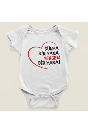 Dünya Bir Yana Yengem Bir Yana ! Yazılı Pamuklu Yumuşak Unisex Çıtçıtlı Body Zıbın