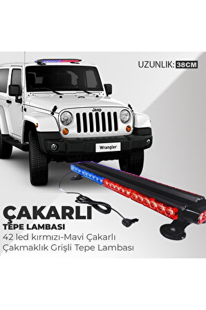4 Yönlü 30 Ledli Kırmızı Mavi Acil Durum İkaz Lambası 27 Modlu 38 CM