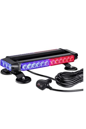 4 Yönlü 30 Ledli Kırmızı Mavi Acil Durum İkaz Lambası 27 Modlu 38 CM