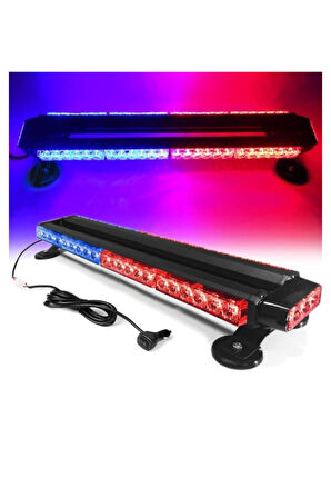 4 Yönlü 30 Ledli Kırmızı Mavi Acil Durum İkaz Lambası 27 Modlu 38 CM