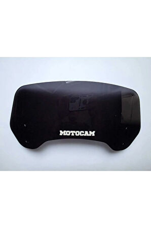 MOTOCAM Rüzgar Saptırıcı Deflektör Camı 2 Delikli 4cm 32x12cm Siyah Renkli   (APARATSIZDIR)
