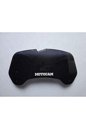 MOTOCAM Rüzgar Saptırıcı Deflektör Camı 2 Delikli 4cm 32x12cm Siyah Renkli   (APARATSIZDIR)