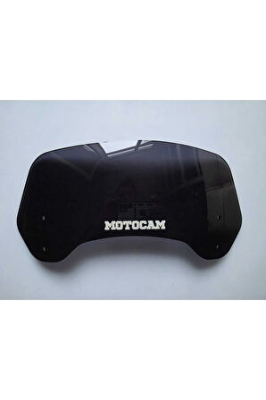 MOTOCAM Rüzgar Saptırıcı Deflektör Camı 2 Delikli 4cm 32x12cm Siyah Renkli   (APARATSIZDIR)