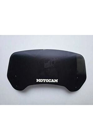 MOTOCAM Rüzgar Saptırıcı Deflektör Camı 2 Delikli 4cm 32x12cm Siyah Renkli   (APARATSIZDIR)