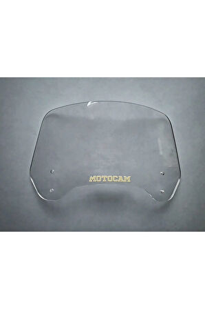 MOTOCAM Rüzgar Saptırıcı Deflektör Camı 2 Delikli 3.5cm 32x15cm Şeffaf Renkli   (APARATSIZDIR)