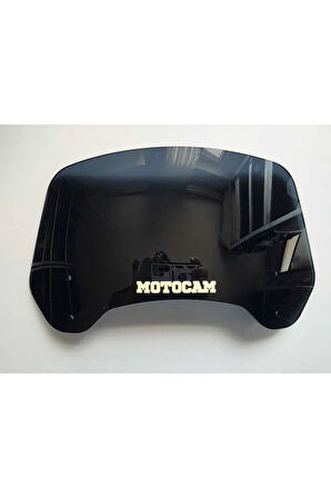 MOTOCAM Rüzgar Saptırıcı Deflektör Camı 2 Delikli 3.5cm 32x15cm Siyah Renkli   (APARATSIZDIR)