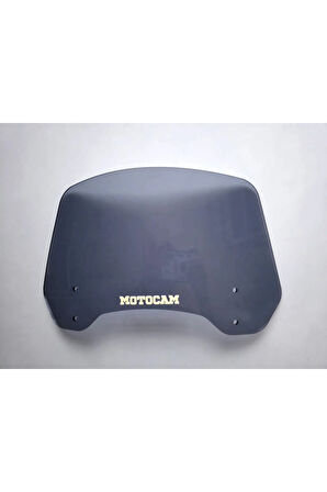 MOTOCAM Rüzgar Saptırıcı Deflektör Camı 2 Delikli 4cm 32x15cm Füme Renkli   (APARATSIZDIR)