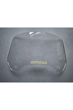 MOTOCAM Rüzgar Saptırıcı Deflektör Camı 2 Delikli 4cm 32x15cm Şeffaf Renkli   (APARATSIZDIR)