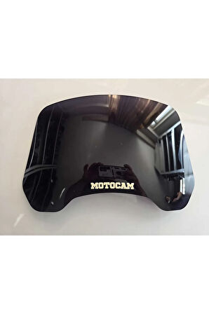 MOTOCAM Rüzgar Saptırıcı Deflektör Camı 2 Delikli 4cm 32x15cm Siyah Renkli   (APARATSIZDIR)