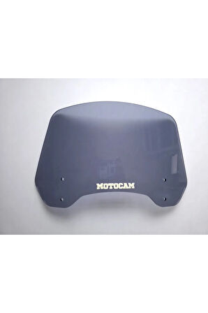 MOTOCAM Rüzgar Saptırıcı Deflektör Camı 2 Delikli 3.5cm 32x18cm Füme Renkli   (APARATSIZDIR)