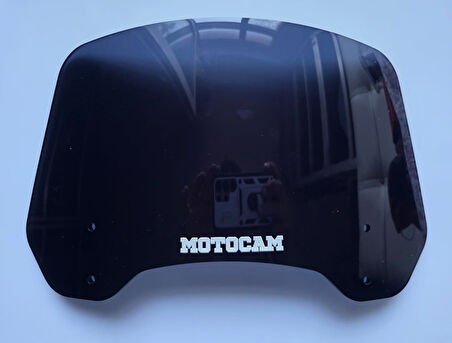 MOTOCAM Rüzgar Saptırıcı Deflektör Camı 2 Delikli 3.5cm 32x18cm Siyah Renkli   (APARATSIZDIR)