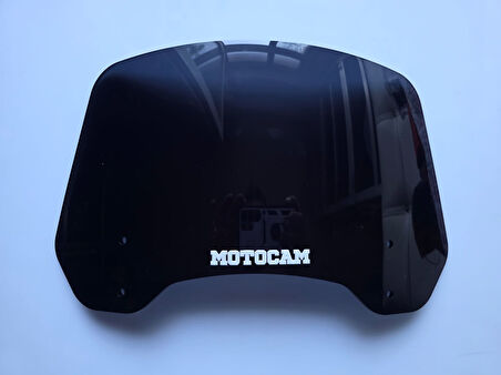 MOTOCAM Rüzgar Saptırıcı Deflektör Camı 2 Delikli 3.5cm 32x18cm Siyah Renkli   (APARATSIZDIR)