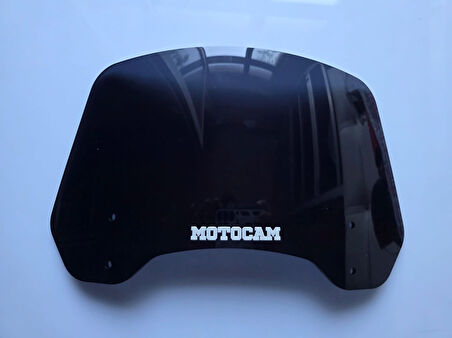 MOTOCAM Rüzgar Saptırıcı Deflektör Camı 2 Delikli 3.5cm 32x18cm Siyah Renkli   (APARATSIZDIR)