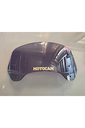 MOTOCAM Rüzgar Saptırıcı Deflektör Camı 2 Delikli 3.5cm 35x12cm Füme Renkli   (APARATSIZDIR)