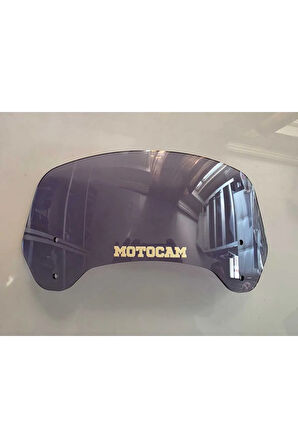 MOTOCAM Rüzgar Saptırıcı Deflektör Camı 2 Delikli 3.5cm 35x12cm Füme Renkli   (APARATSIZDIR)