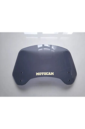 MOTOCAM Rüzgar Saptırıcı Deflektör Camı 2 Delikli 3.5cm 35x15cm Füme Renkli   (APARATSIZDIR)