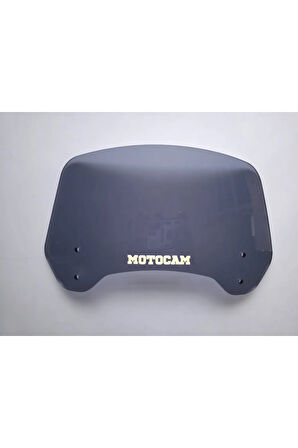 MOTOCAM Rüzgar Saptırıcı Deflektör Camı 2 Delikli 3.5cm 35x15cm Füme Renkli   (APARATSIZDIR)