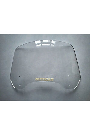 MOTOCAM Rüzgar Saptırıcı Deflektör Camı 2 Delikli 3.5cm 35x15cm Şeffaf Renkli   (APARATSIZDIR)
