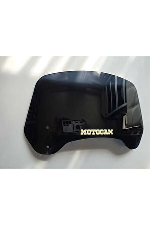MOTOCAM Rüzgar Saptırıcı Deflektör Camı 2 Delikli 3.5cm 35x15cm Siyah Renkli   (APARATSIZDIR)