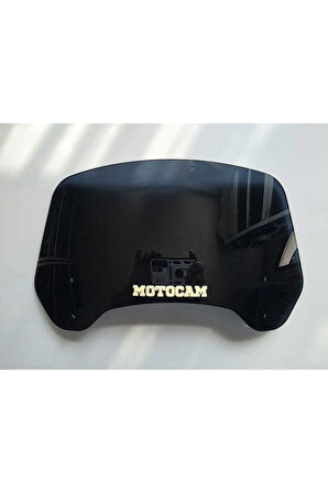 MOTOCAM Rüzgar Saptırıcı Deflektör Camı 2 Delikli 3.5cm 35x15cm Siyah Renkli   (APARATSIZDIR)