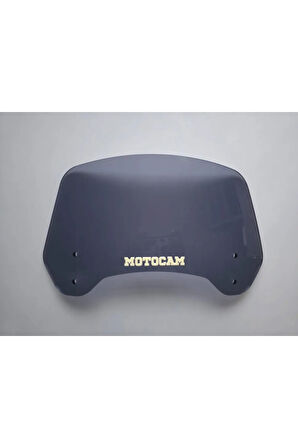 MOTOCAM Rüzgar Saptırıcı Deflektör Camı 2 Delikli 4cm 35x15cm Füme Renkli   (APARATSIZDIR)