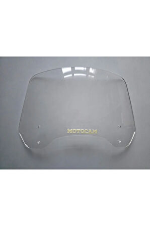 MOTOCAM Rüzgar Saptırıcı Deflektör Camı 2 Delikli 4cm 35x15cm Şeffaf Renkli   (APARATSIZDIR)