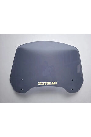 MOTOCAM Rüzgar Saptırıcı Deflektör Camı 2 Delikli 3.5cm 35x18cm Füme Renkli   (APARATSIZDIR)