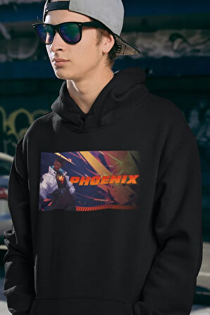 Phoenix Baskılı Unisex Oversize Vallorant Hoodie