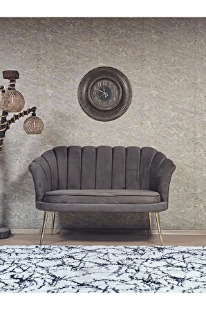 İkili İstiridye Gold Kaplama Sivriltme Ayak Çay Seti Koltuk İkili Berjer , İkili Berjer Koltuk Kahverengi Renk 110 x 48 Boyut/Ebat