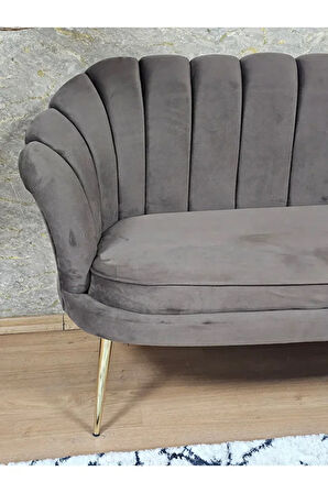 İkili İstiridye Gold Kaplama Sivriltme Ayak Çay Seti Koltuk İkili Berjer , İkili Berjer Koltuk Kahverengi Renk 110 x 48 Boyut/Ebat