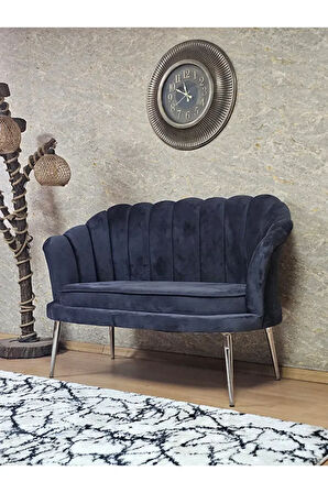 İkili İstiridye Krom Kaplama Sivriltme Ayak Çay Seti Koltuk İkili Berjer , İkili Berjer Koltuk Füme Renk 110 x 48 Boyut/Ebat