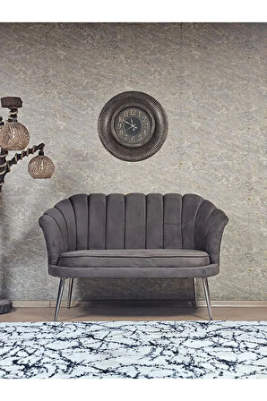 İkili İstiridye Krom Kaplama Sivriltme Ayak Çay Seti Koltuk İkili Berjer , İkili Berjer Koltuk Kahverengi Renk 110 x 48 Boyut/Ebat