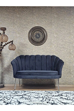 İkili İstiridye Krom Kaplama Telli Ayak Çay Seti Koltuk Tekli Berjer , İkili Berjer Koltuk Füme Renk 110 x 48 Boyut/Ebat