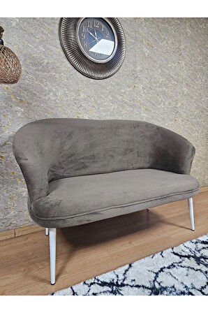 İkili TEDDY Beyaz Boyalı Sivriltme Ayak Çay Seti Koltuk İkili Berjer , Balkon, Salon, Ofis Kahverengi Renk 40,5 Boyut/Ebat