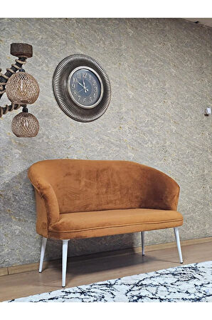 İkili TEDDY Beyaz Boyalı Sivriltme Ayak Çay Seti Koltuk İkili Berjer , Balkon, Salon, Ofis Kiremit Renk 40,5 Boyut/Ebat