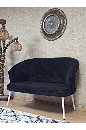 İkili TEDDY Beyaz Boyalı Sivriltme Ayak Çay Seti Koltuk İkili Berjer , Balkon, Salon, Ofis Siyah Renk 40,5 Boyut/Ebat