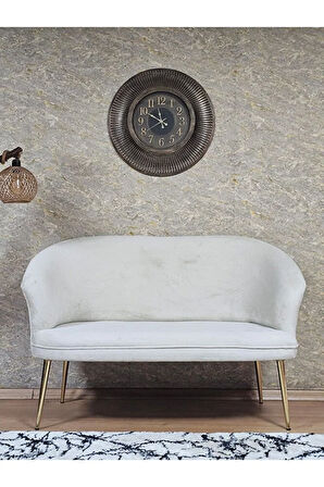 İkili TEDDY Gold Kaplama Sivriltme Ayak Çay Seti Koltuk İkili Berjer , Balkon, Salon, Ofis Krem Renk 40,5 Boyut/Ebat