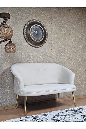 İkili TEDDY Gold Kaplama Sivriltme Ayak Çay Seti Koltuk İkili Berjer , Balkon, Salon, Ofis Krem Renk 40,5 Boyut/Ebat