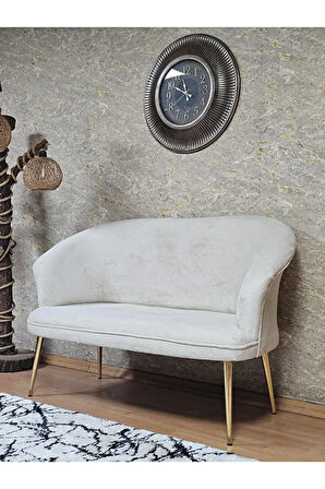 İkili TEDDY Gold Kaplama Sivriltme Ayak Çay Seti Koltuk İkili Berjer , Balkon, Salon, Ofis Krem Renk 40,5 Boyut/Ebat