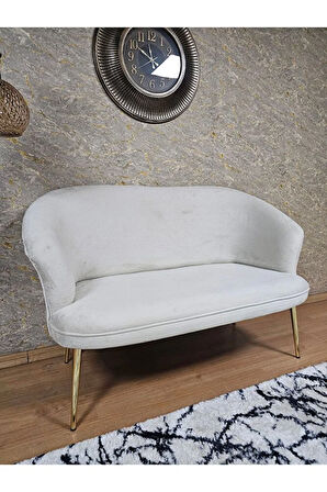 İkili TEDDY Gold Kaplama Sivriltme Ayak Çay Seti Koltuk İkili Berjer , Balkon, Salon, Ofis Krem Renk 40,5 Boyut/Ebat